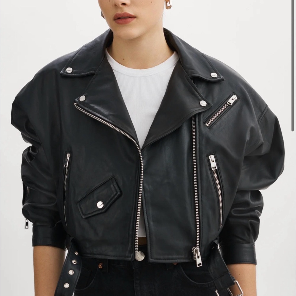 Lamarque Black Leather Biker Jacket